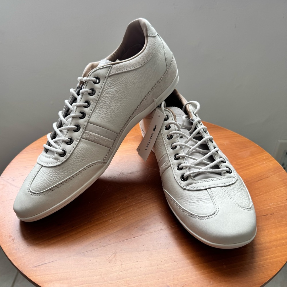 Lacoste Misano 36 SRM Off White, Leather/ Suede Sneakers, Size 9.5